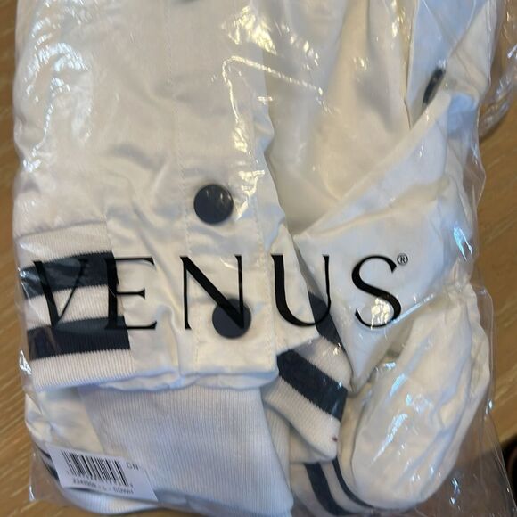 VENUS Womens USA Matte Satin Bomber, White/Navy, size Large, New in bag - Picture 13 of 13